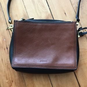 Fossil Campbell Crossbody Brown & Black Leather